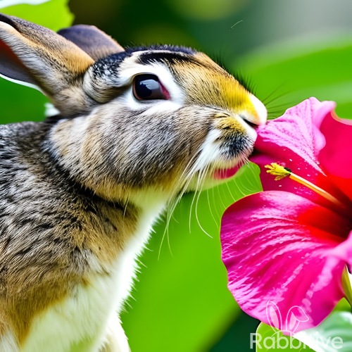 Rabbits Eating Hibiscus Flowers
